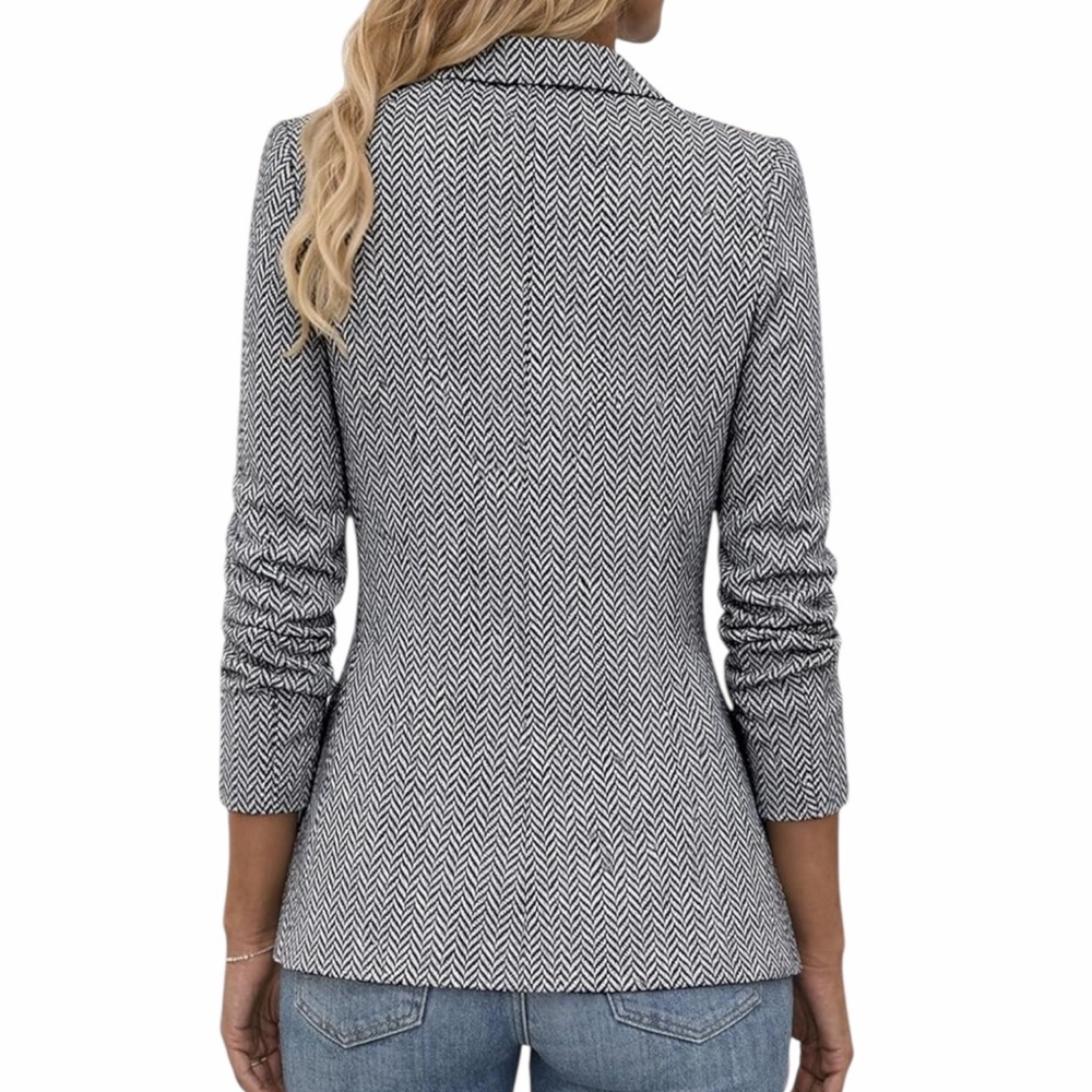 Spring 2026 Herringbone Tweed Blazer - Black - Picture 3 of 7